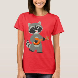 Cute Cartoon Racoon Playing Banjo Women T-Shirt