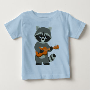 Cute Cartoon Racoon Playing Guitar Baby T-Shirt
