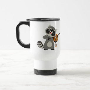 Cute Cartoon Racoon Playing Violin Commuter Mug