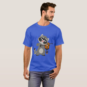 Cute Cartoon Racoon Playing Violin T-Shirt