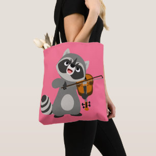 Cute Cartoon Racoon Playing Violin Tote Bag