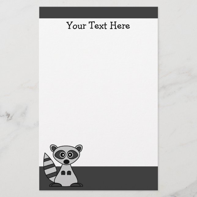 Cute Cartoon Racoon Stationery (Front)