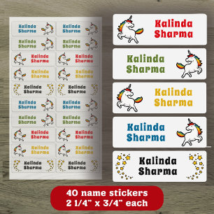 Cute Cartoon Rainbow Unicorn Dancing School Name