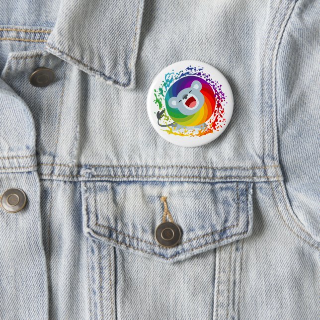 Cute Cartoon Rainbow White Lion 6 Cm Round Badge (In Situ)