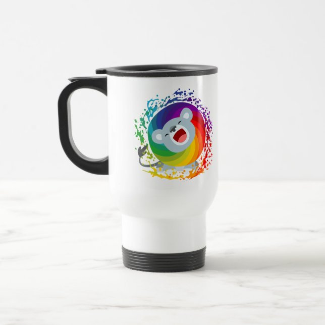 Cute Cartoon Rainbow White Lion Commuter Mug (Left)