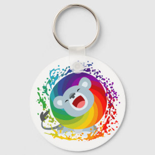 Cute Cartoon Rainbow White Lion Key Ring