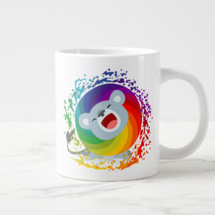 Cute Cartoon Rainbow White Lion Large Coffee Mug