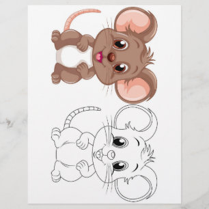 Cute cartoon rat colouring page