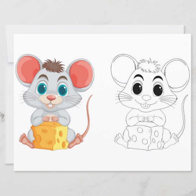 Cute Cartoon rat colouring page (Front)