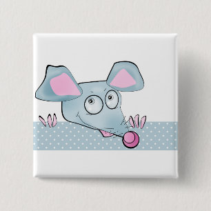Cute cartoon rat mouse New Year 2020 symbol adorab 15 Cm Square Badge