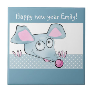 Cute cartoon rat mouse New Year 2020 symbol kids c Tile