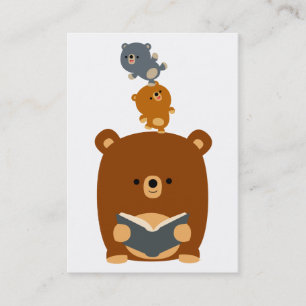 Cute Cartoon Reading Bear and Cubs Business Card