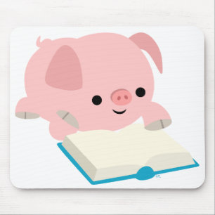 Cute Cartoon Reading Piglet Mousepad