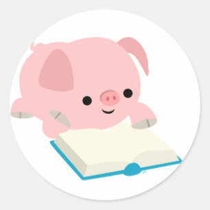 Cute Cartoon Reading Piglet  Sticker