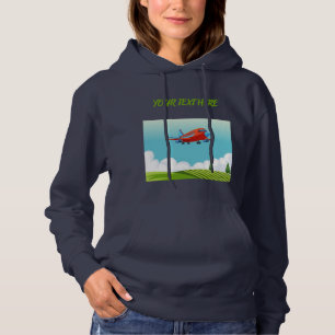 Cute Cartoon Red Aeroplane Travel Custom Name Hoodie