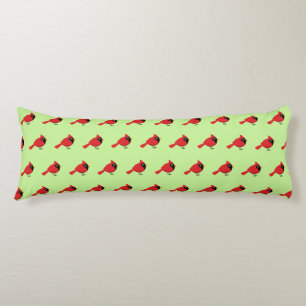 Cute Cartoon Red Cardinal with Flowers Body Cushion