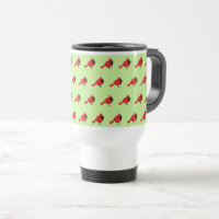 Cute Cartoon Red Cardinal with Flowers