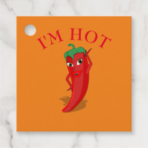 Cute Cartoon Red Hot Pepper Diva Favour Tags