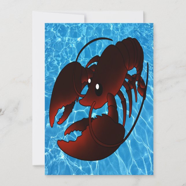 Cute Cartoon Red Lobster Card (Front)
