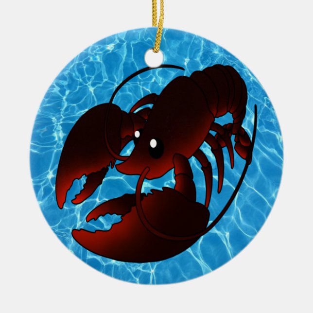 Cute Cartoon Red Lobster Ceramic Tree Decoration (Front)