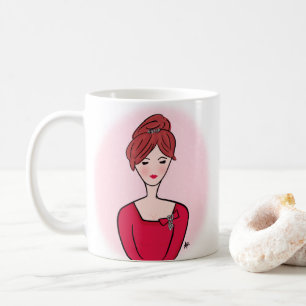 Cute Cartoon Redhead Lady Portrait Coffee Mug