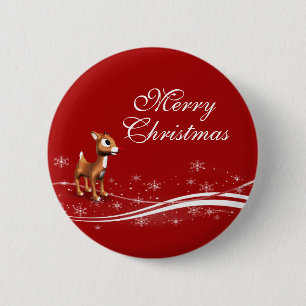 Cute Cartoon Reindeer Christmas 6 Cm Round Badge