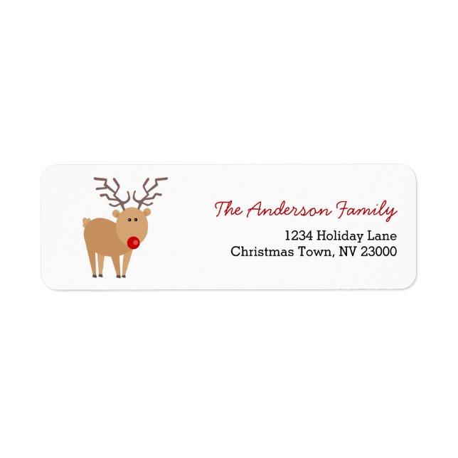 Cute Cartoon Reindeer Christmas Address Label (Front)
