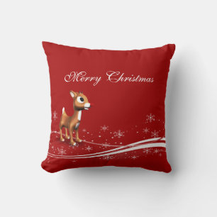 Cute Cartoon Reindeer Christmas Cushion