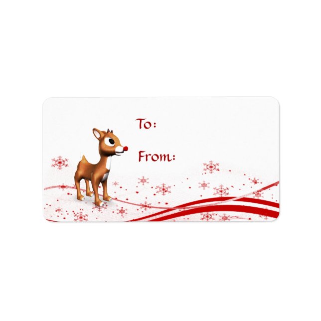 Cute Cartoon Reindeer Christmas Gift Tags (Front)