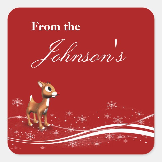 Cute Cartoon Reindeer Christmas Gift Tags (Front)