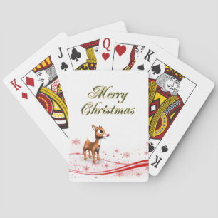 Cute Cartoon Reindeer Christmas Playing Cards