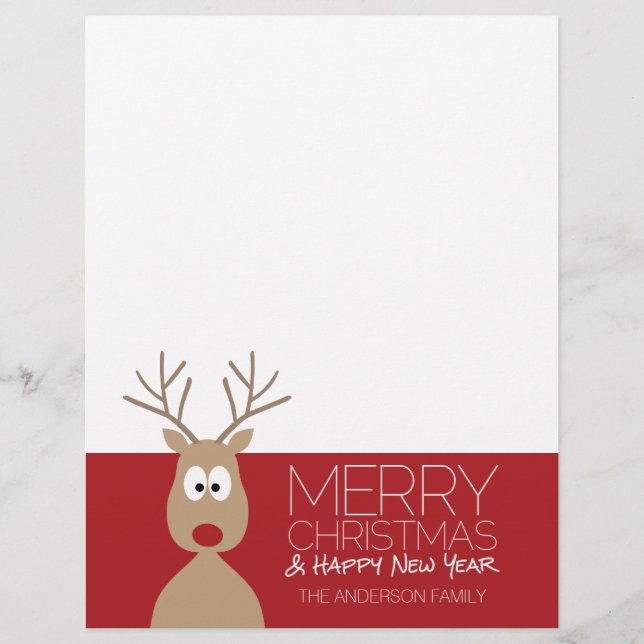 Cute Cartoon Reindeer - Merry Christmas Greeting (Front)