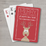 Cute Cartoon Reindeer - Merry Christmas Greeting Playing Cards<br><div class="desc">A simple and modern drawing of a classic Christmas symbol with an area to write your message.</div>