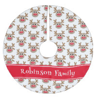 Cute Cartoon Reindeer Pattern Red White 