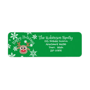 Cute Cartoon Reindeer Snowflakes Green Christmas