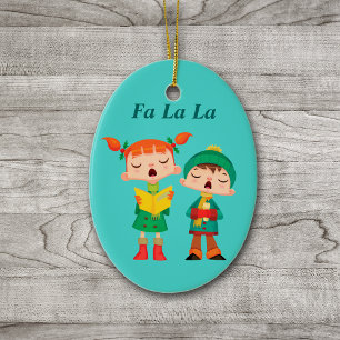Cute Cartoon Retro Christmas Carolers Ceramic Tree Decoration