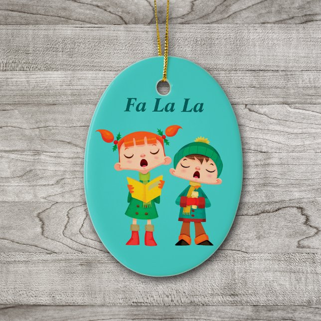 Cute Cartoon Retro Christmas Carolers Ceramic Tree Decoration (Creator Uploaded)