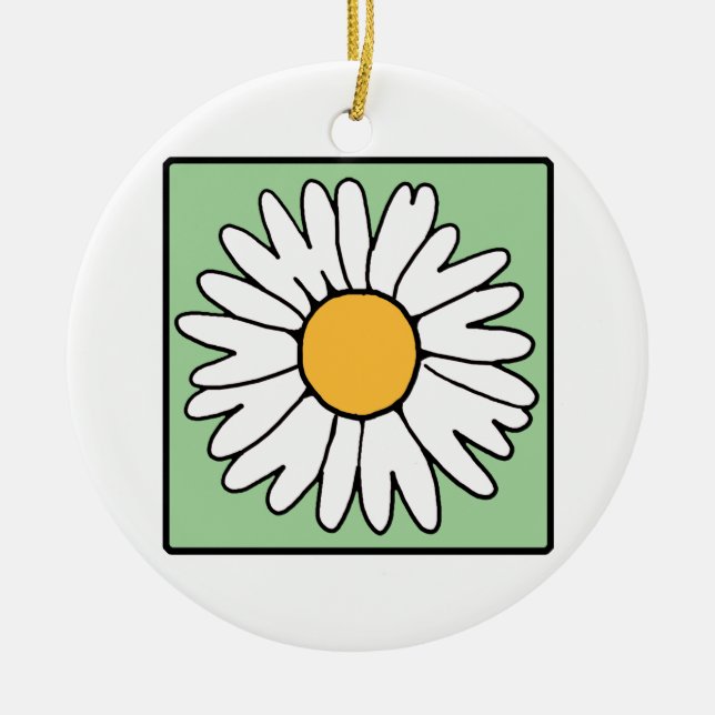 Cute Cartoon Retro Daisy Spring Garden Flower Ceramic Tree Decoration (Front)