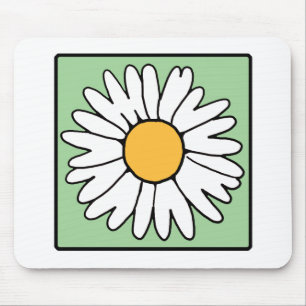 Cute Cartoon Retro Daisy Spring Garden Flower Mouse Mat