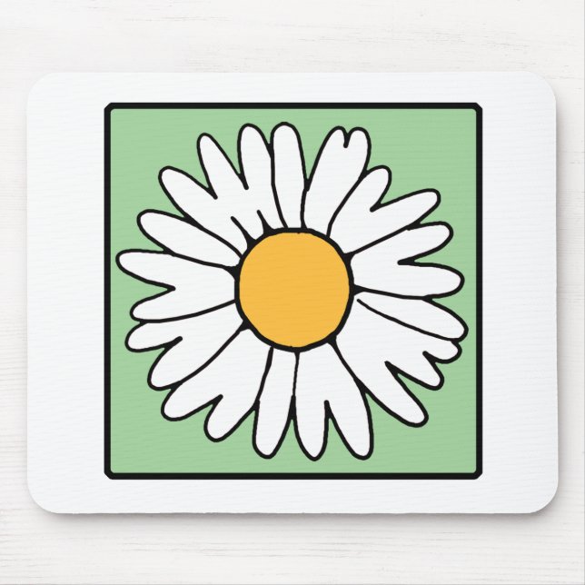 Cute Cartoon Retro Daisy Spring Garden Flower Mouse Mat (Front)