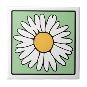 Cute Cartoon Retro Daisy Spring Garden Flower Tile