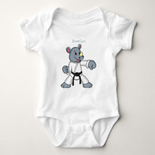 Cute cartoon rhino kung fu cartoon baby bodysuit