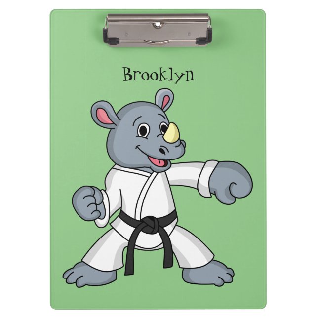 Cute cartoon rhino kung fu cartoon clipboard (Front)