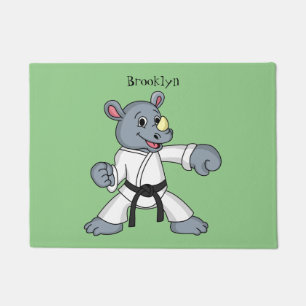 Cute cartoon rhino kung fu cartoon doormat