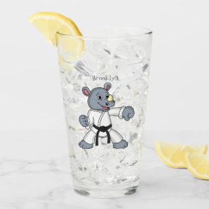 Cute cartoon rhino kung fu cartoon  glass