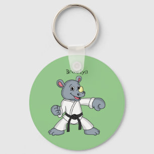 Cute cartoon rhino kung fu cartoon  key ring