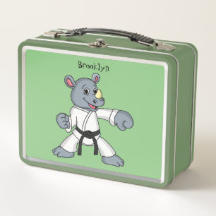 Cute cartoon rhino kung fu cartoon  metal lunch box