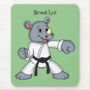 Cute cartoon rhino kung fu cartoon mouse mat