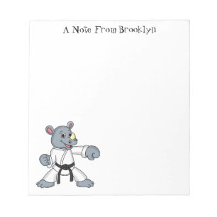 Cute cartoon rhino kung fu cartoon notepad