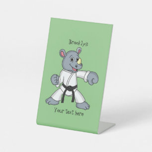 Cute cartoon rhino kung fu cartoon pedestal sign